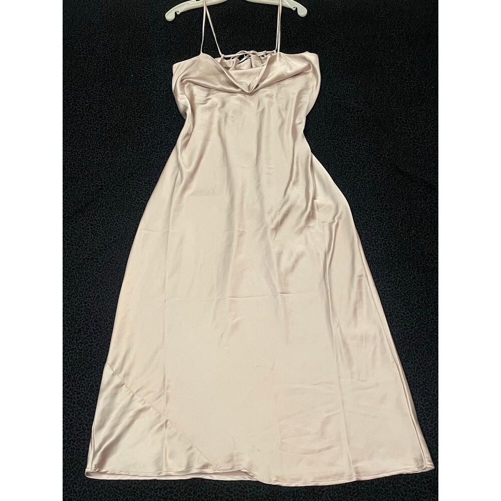 Womens Slip Dress Gown XL Maxi Satin Wedding Prom Formal Neutral Cowl Neck